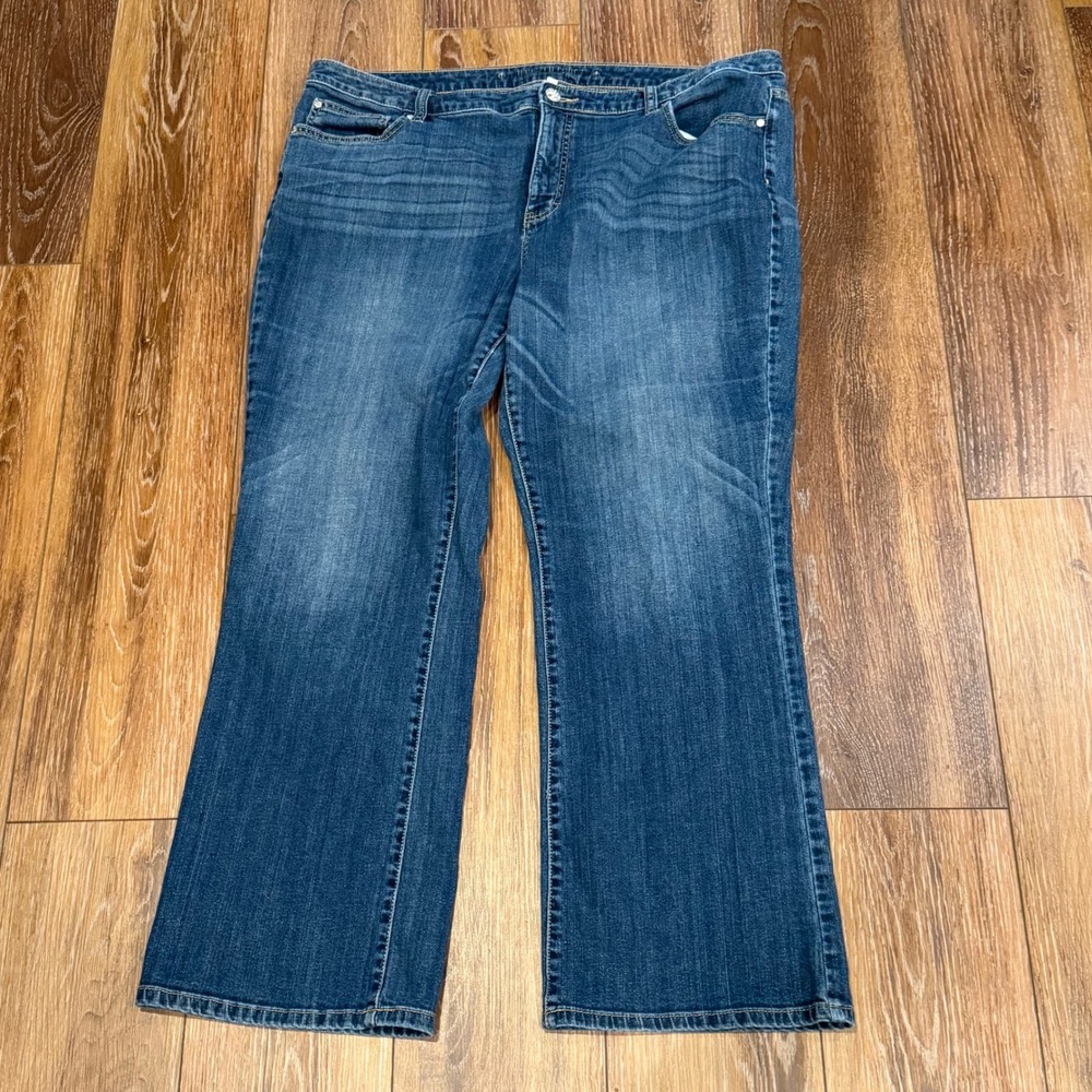 Jennifer Lopez Womens Blue Straight Leg Denim Jeans Mid Rise Stretch Size 18W